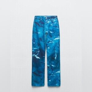 ZARA STRAIGHT FIT PRINTED JEANS